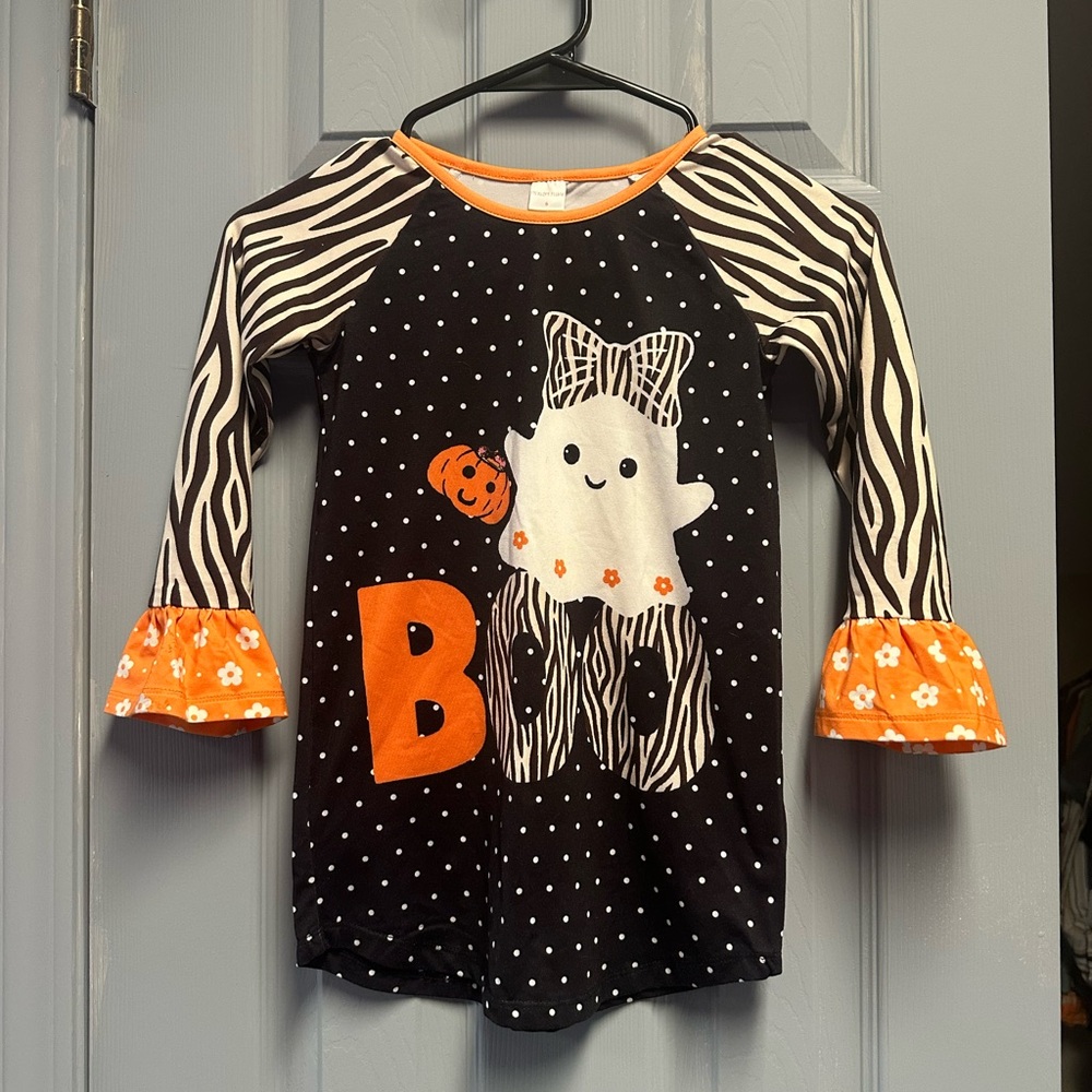 Kids Halloween Long Sleeve Tee - Black and Orange